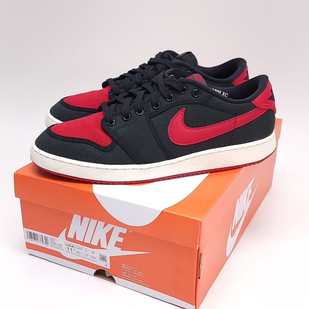 Nike Air Jordan 1 Low Bred AJKO Men's 11.5 Black Red DX4981-006 Shoes Sneakers